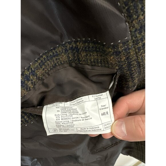 Viyella Men 44 Wool Cashmere Blend Check Brown Navy Blazer Sports Coat - Picture 6 of 8